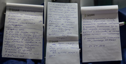 Записка группы наших друзей под руководством Сергея Бояршинова. Они ночевали в приюте чуть более недели назад всемером. Как они только сюда влезли!?