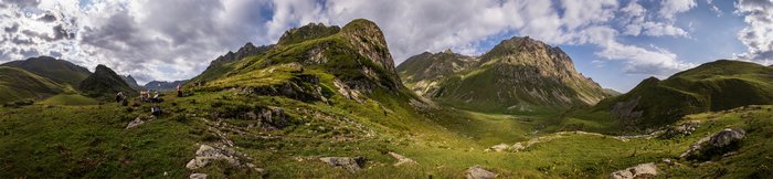 Круговая панорама над слиянием рек Кызылчук и Кяфар.