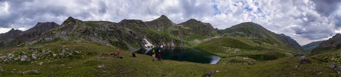 Круговая панорама с начала подъёма от озера Голубое.