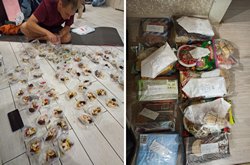 Фасовка закупленных продуктов на квартире в Минеральных Водах.