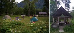 Оборудованная стоянка на берегу реки Кизгыч.