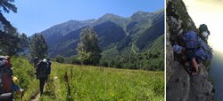 Подъём по долине реки Кизгыч. То тропа по лугам, то обход прижима по скалам.